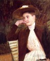 Celeste con sombrero marrón es madre de hijos Mary Cassatt